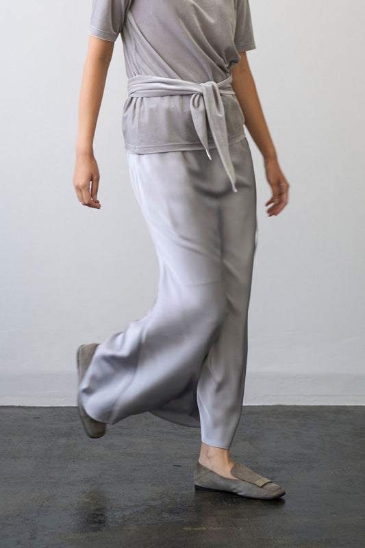 Satin Maxi Skirt - GRAY Short・Long