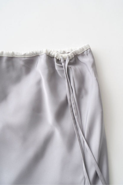 Satin Maxi Skirt - GRAY Short・Long