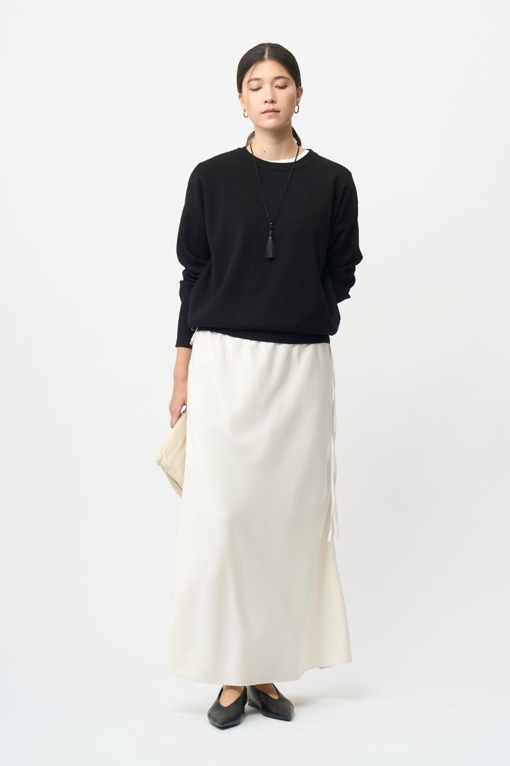 Satin Maxi Skirt - OFF WHITE Short・Long