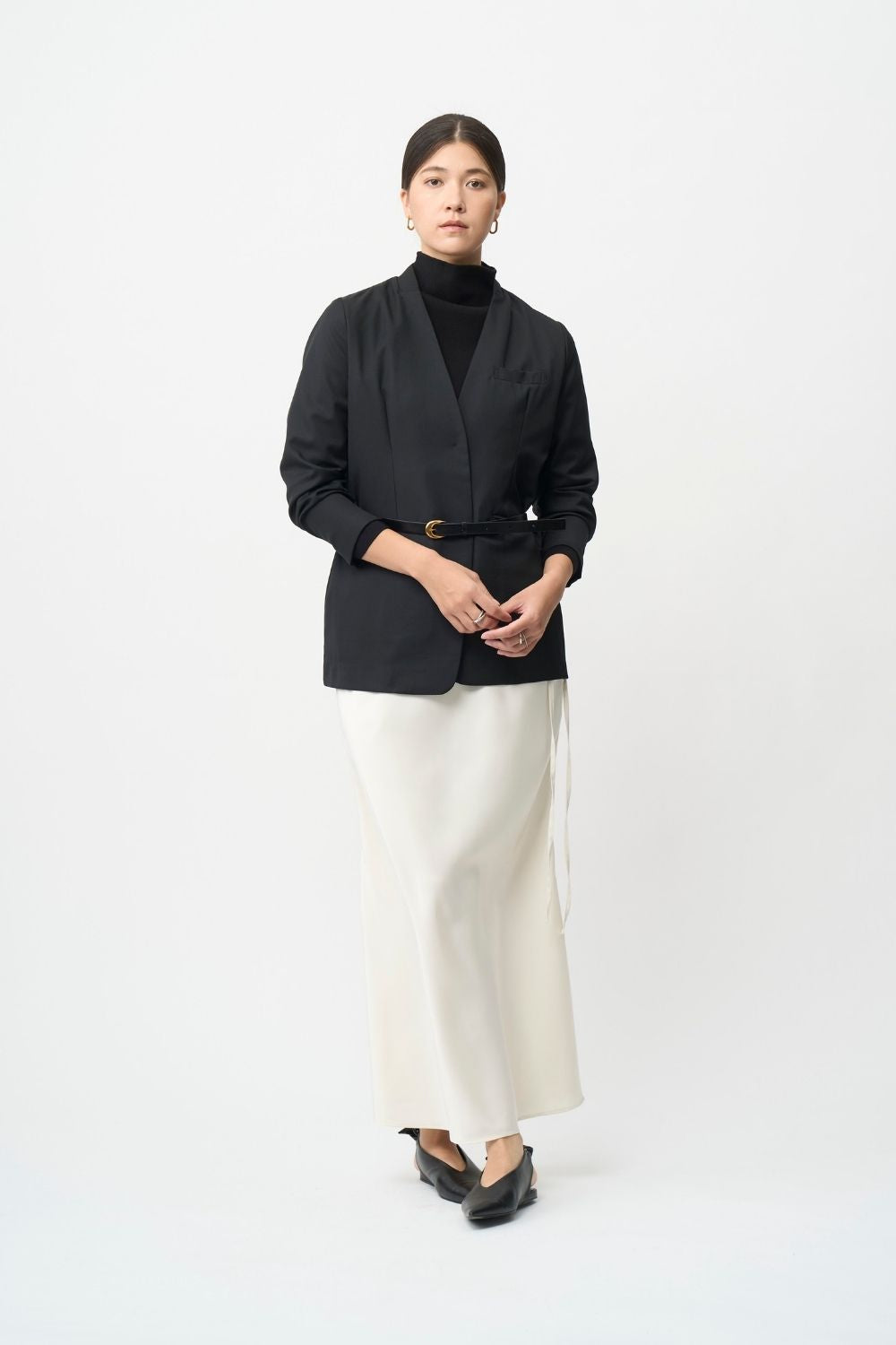 Satin Maxi Skirt - OFF WHITE Short・Long