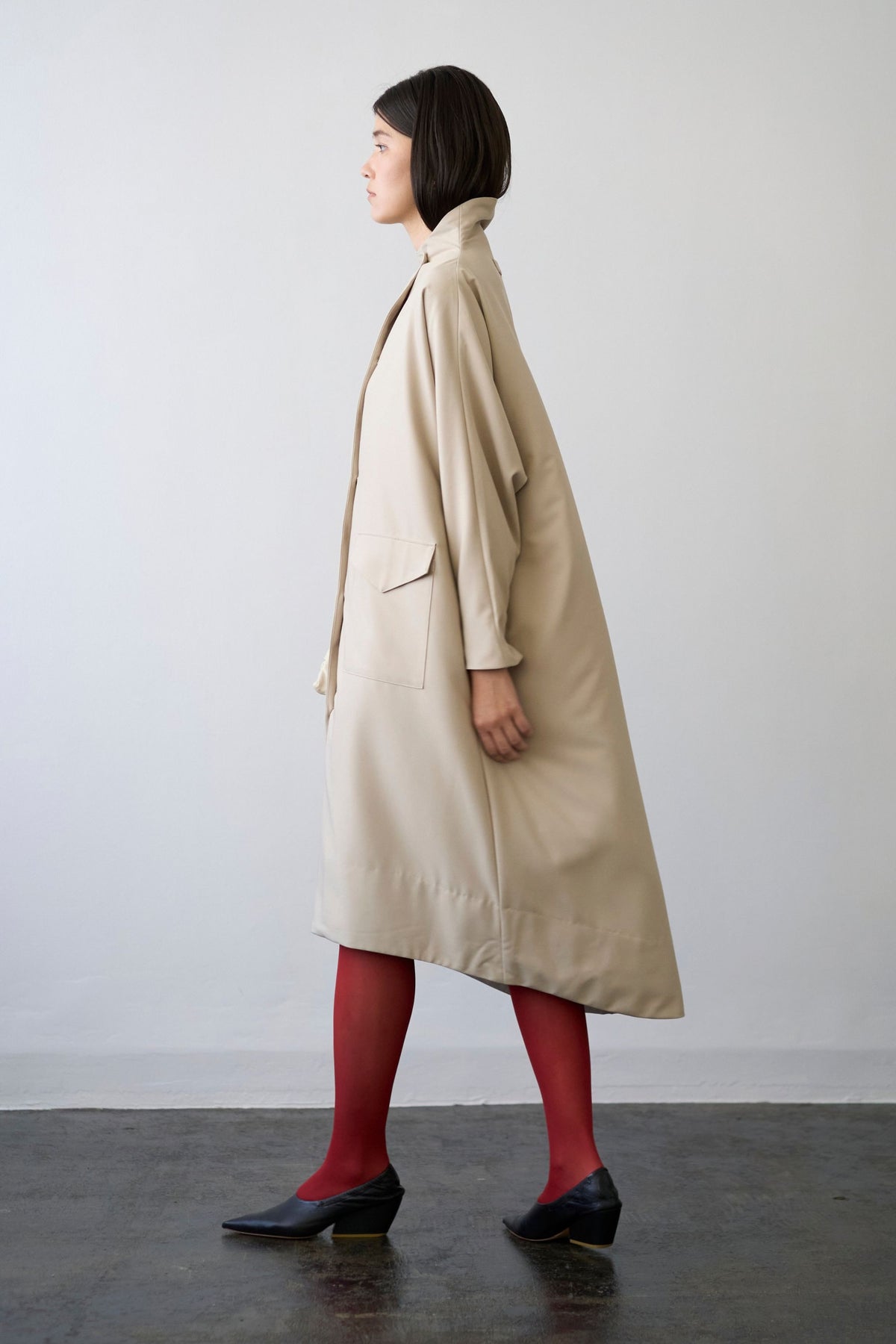 Stand Collar Light Coat - BEIGE