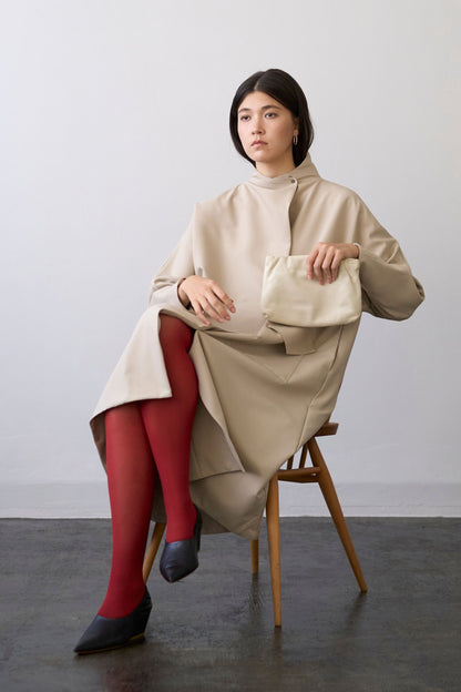 Stand Collar Light Coat - BEIGE