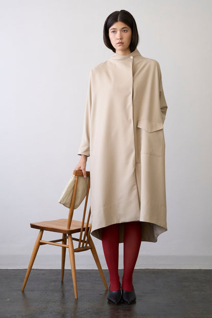 Stand Collar Light Coat - BEIGE