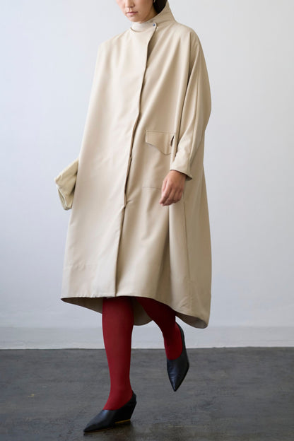 Stand Collar Light Coat - BEIGE