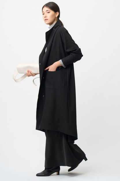 Stand Collar Light Coat - BLACK