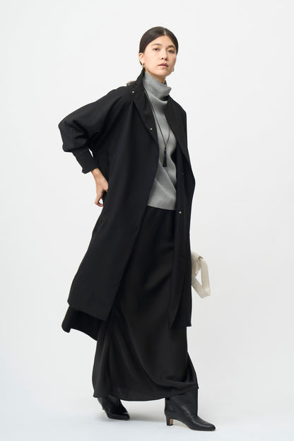 Stand Collar Light Coat - BLACK