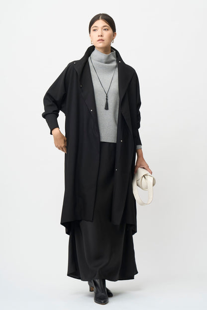Stand Collar Light Coat - BLACK