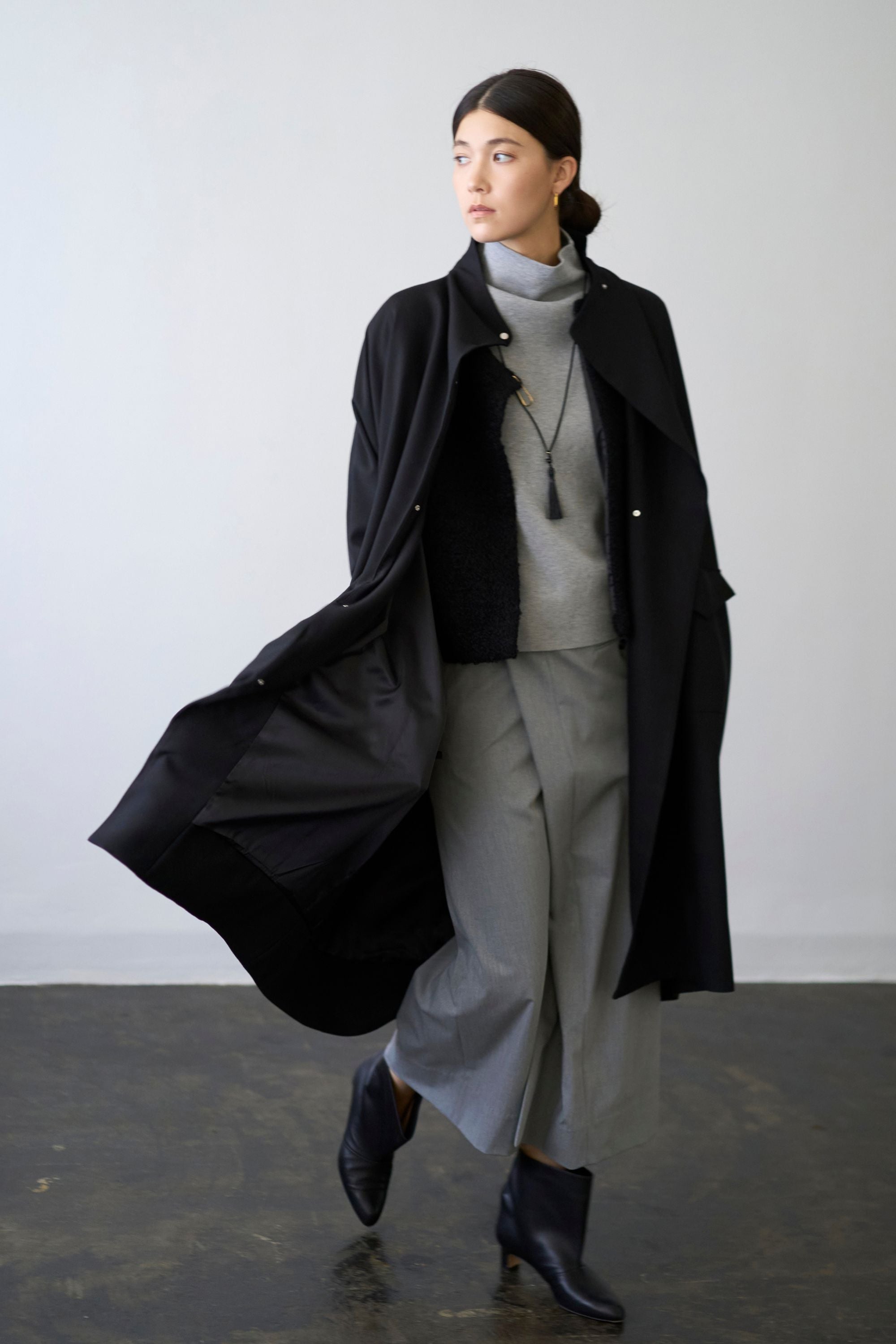 Stand Collar Light Coat - BLACK – seven dot