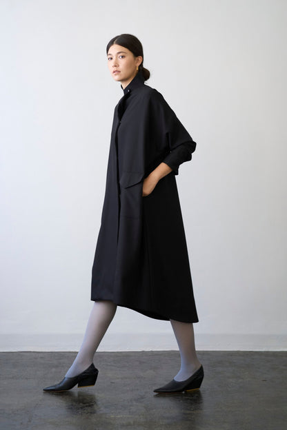 Stand Collar Light Coat - BLACK