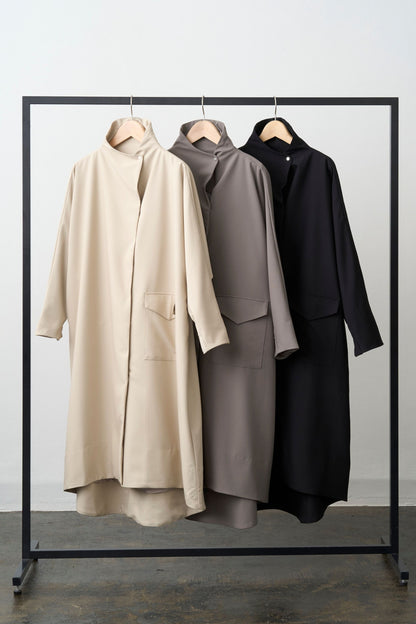 Stand Collar Light Coat - BEIGE