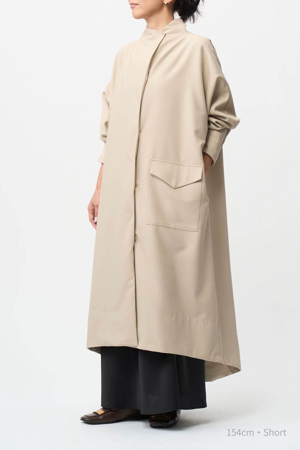 Stand Collar Light Coat - BEIGE