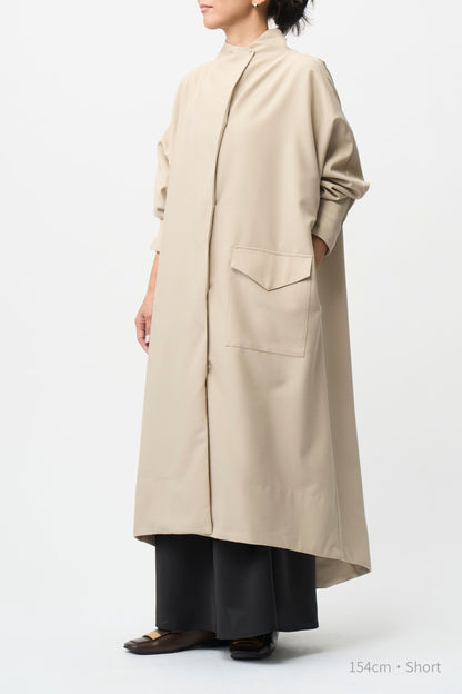 Stand Collar Light Coat - BEIGE
