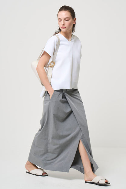 2way Spring Knit Poncho - WHITE