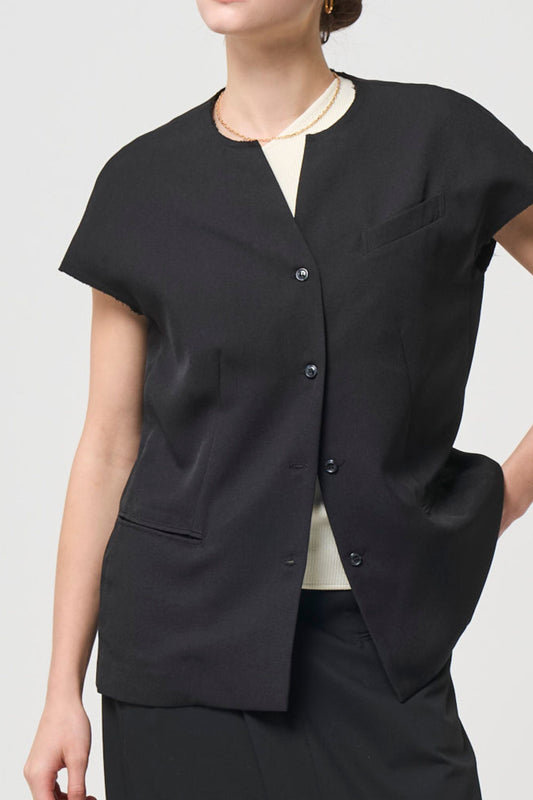 Short Sleeves Shirts Jacket - BLACK