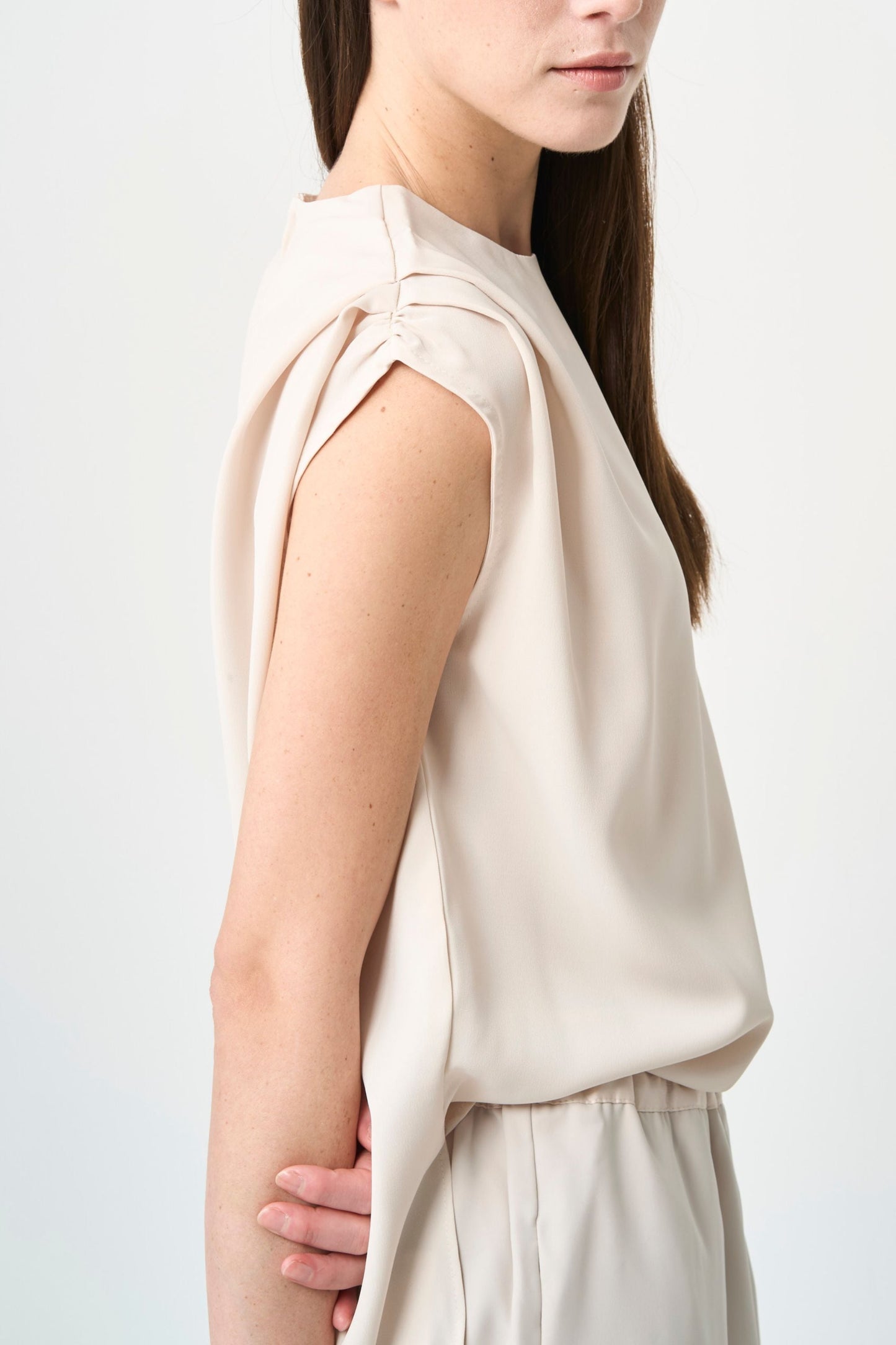 Shoulder Gather Pullover - ECRU