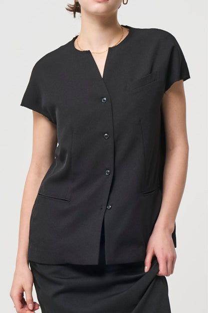 Short Sleeves Shirts Jacket - BLACK