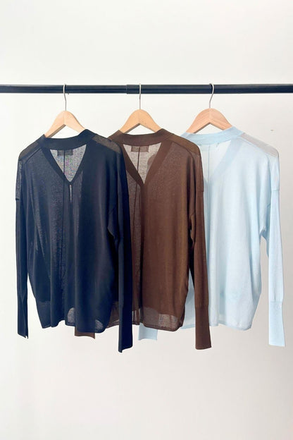 Breathable Cotton Cardigan - BLUE