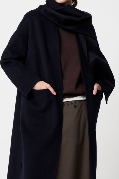 Wool River Tailored Coat - Dark Navy