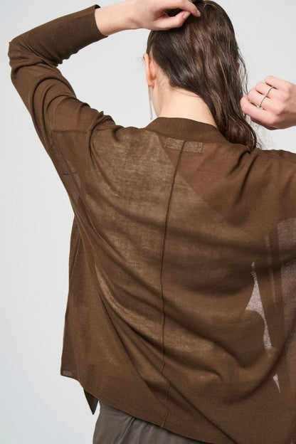 Breathable Cotton Cardigan - BROWN