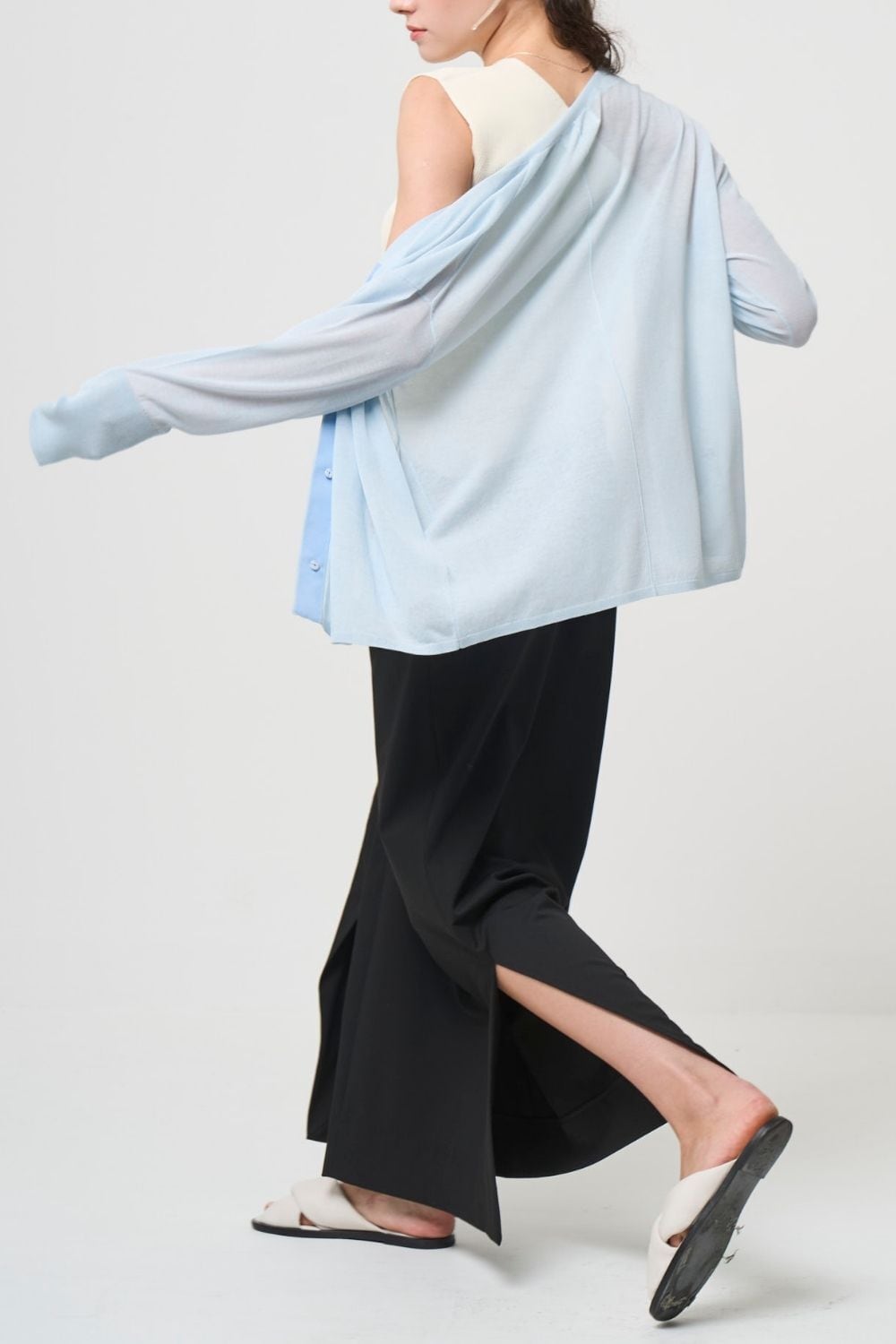 Breathable Cotton Cardigan - BLUE