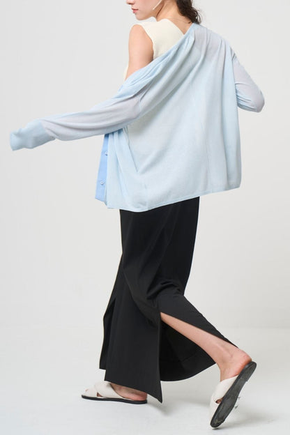 Breathable Cotton Cardigan - BLUE