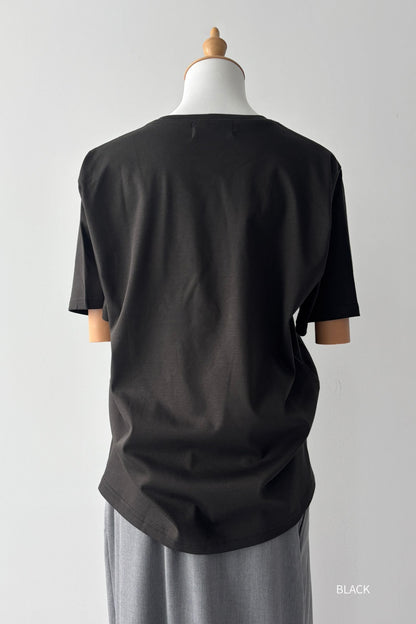 Minimal Pocket Silket T-shirts - BLACK・WHITE・DARK GRAY