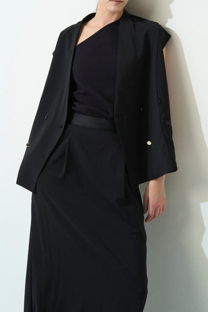 2way Long Straight Skirt - BLACK