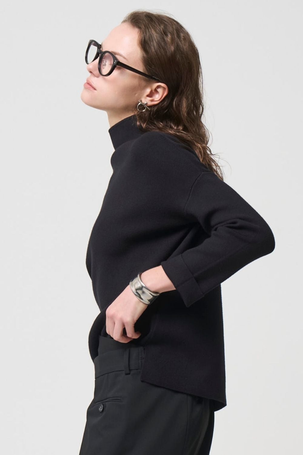 Bottle neck Knit - BLACK