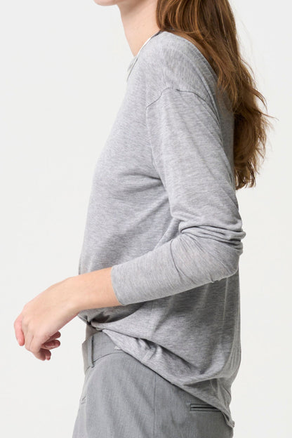 2way Sheer back open T-shirt - GRAY