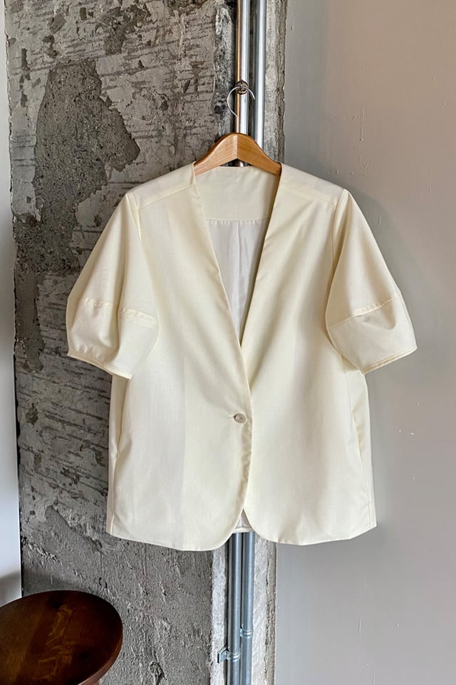 Short Sleeves Cubic Jacket - WHITE