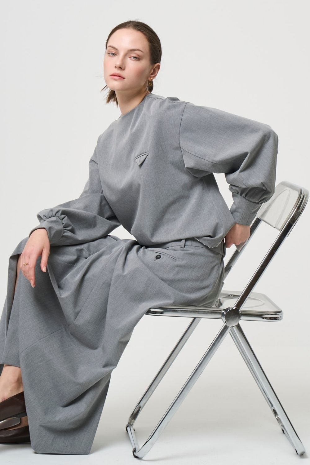Mannish Pocket Tops - GRAY