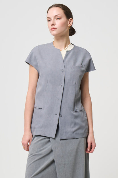 Short Sleeves Shirts Jacket - GRAY
