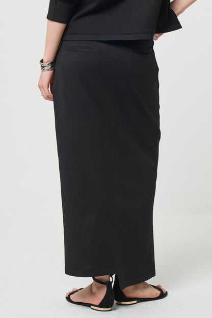 Smooth Gather Knit Skirt - BLACK