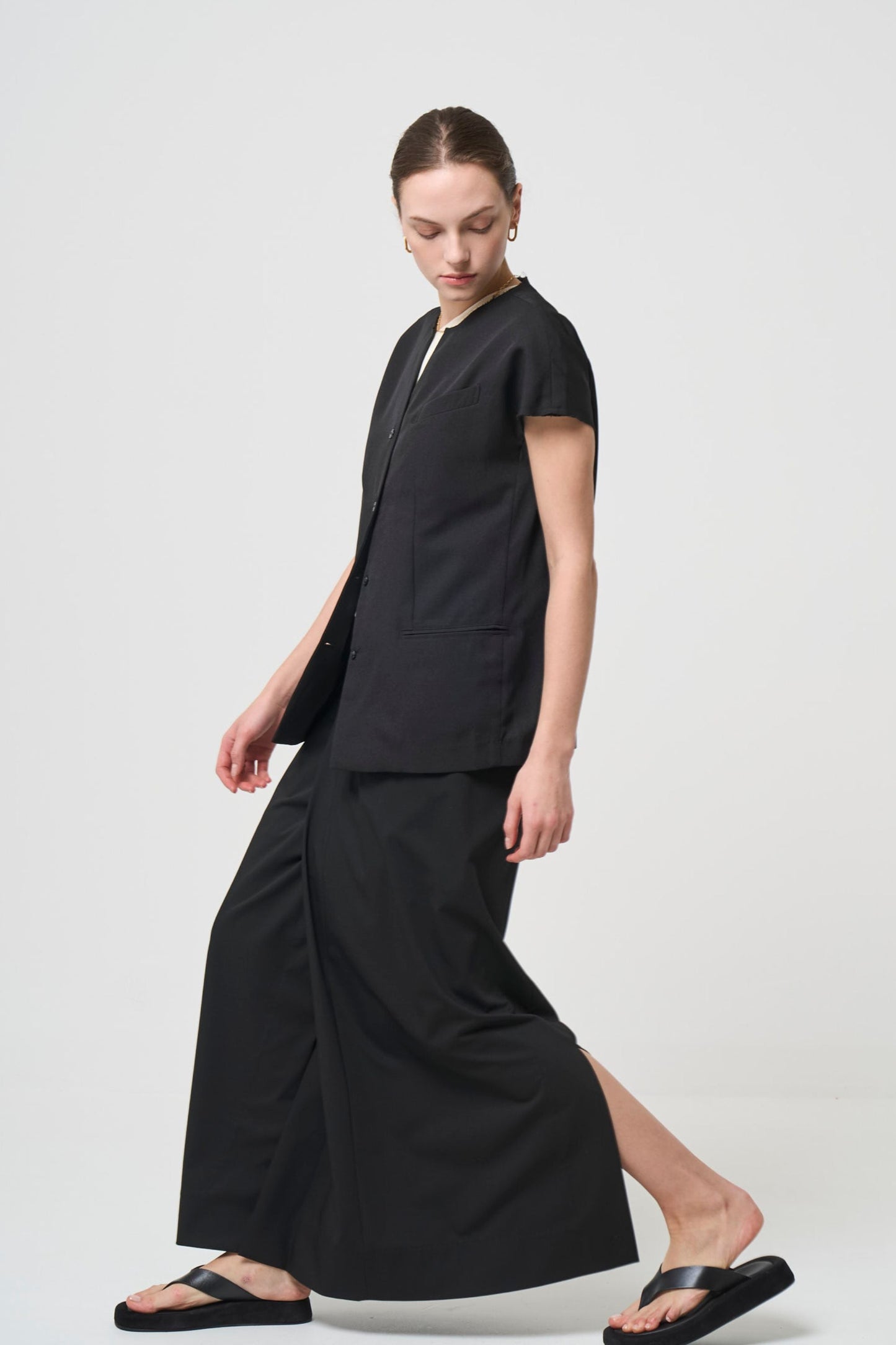 Short Sleeves Shirts Jacket - BLACK