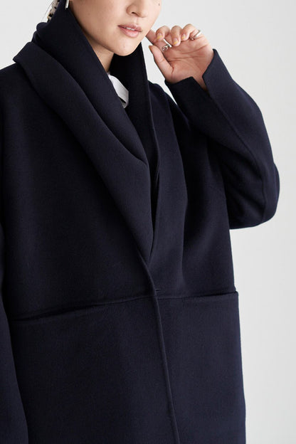 Wool River Tailored Coat - Dark Navy