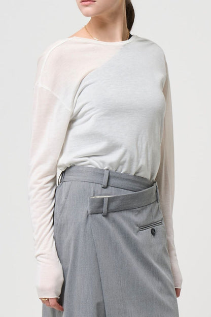2way Sheer back open T-shirt - WHITE
