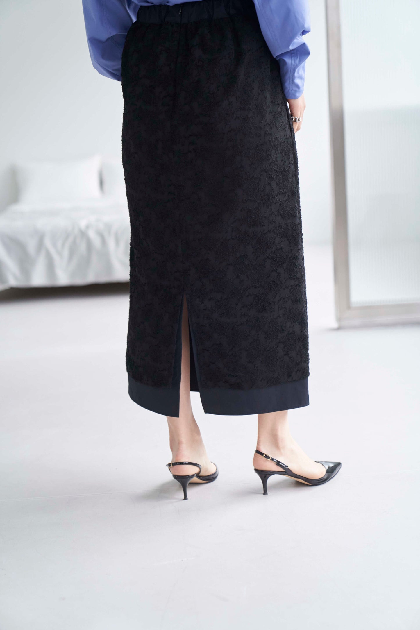 Rain Jacquard Skirt - BLACK