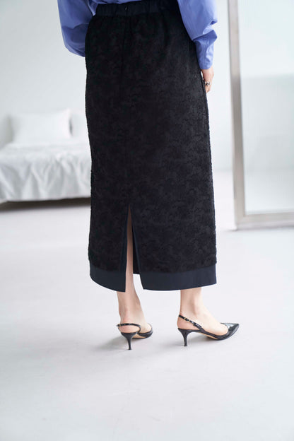 Rain Jacquard Skirt - BLACK
