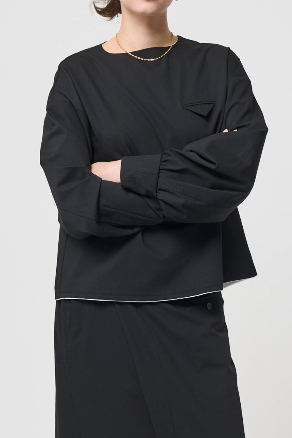Mannish Pocket Tops - BLACK