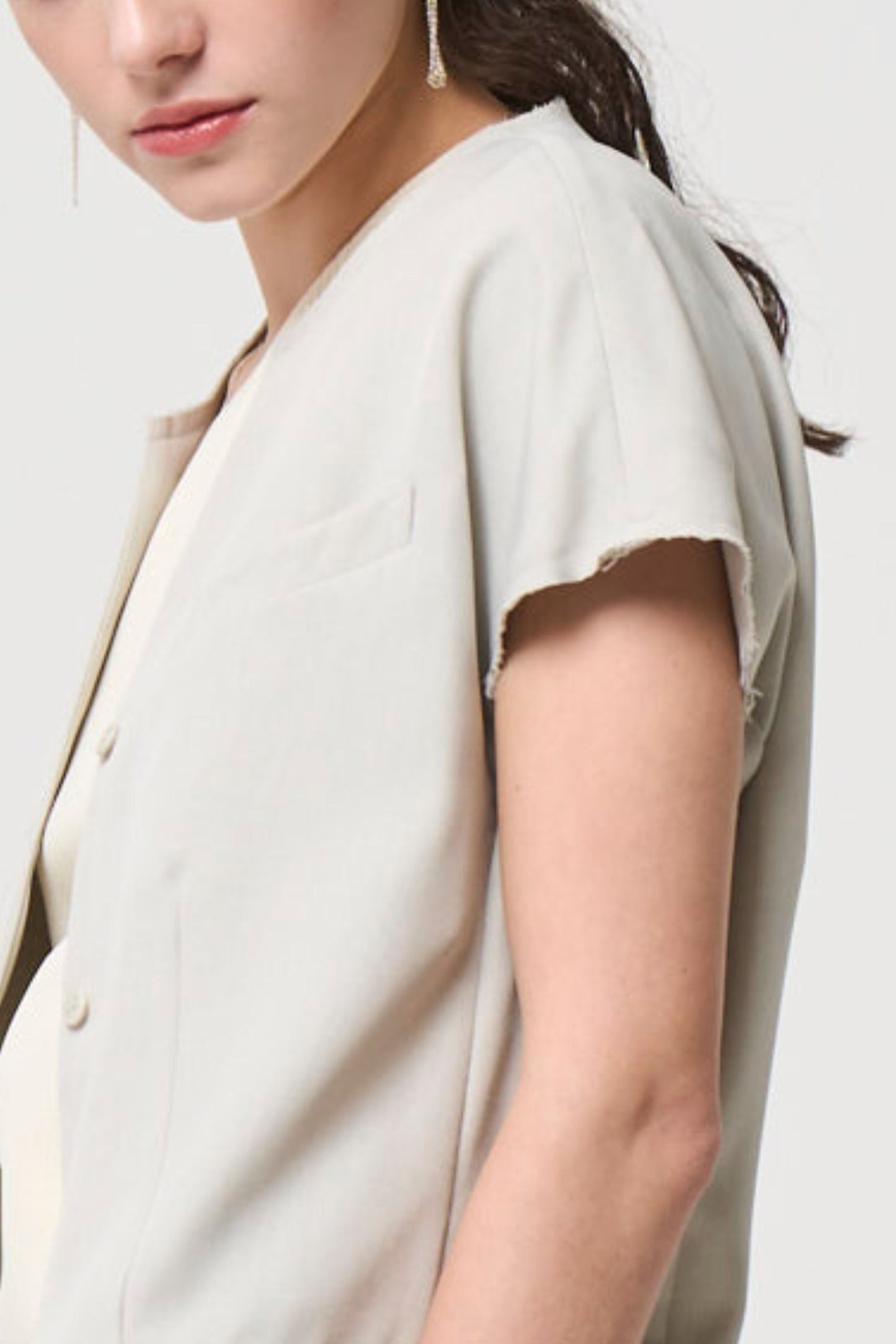 Short Sleeves Shirts Jacket - BEIGE