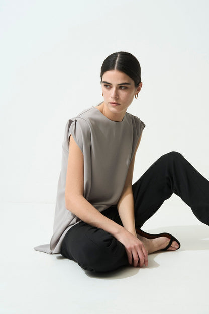 Shoulder Gather Pullover - PISTACHIO GREEN