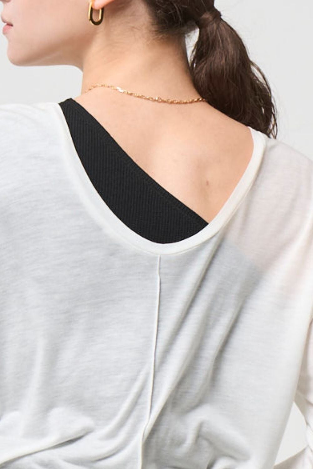 2way Sheer back open T-shirt - WHITE