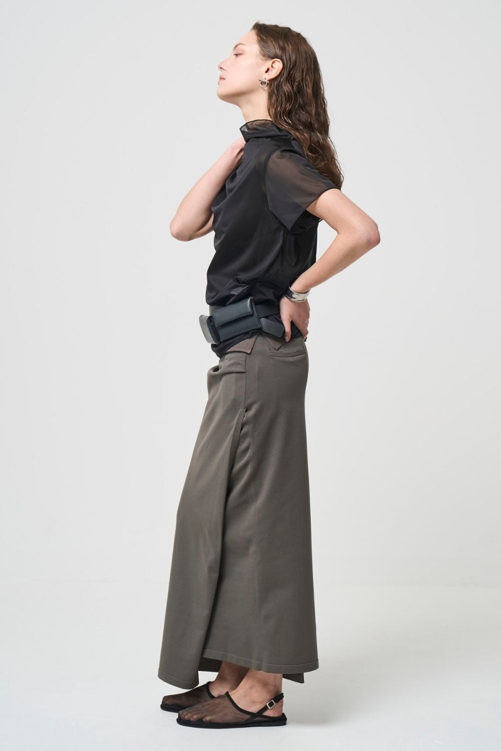 RESTOCK!  Smooth Gather Knit Skirt - TAUPE