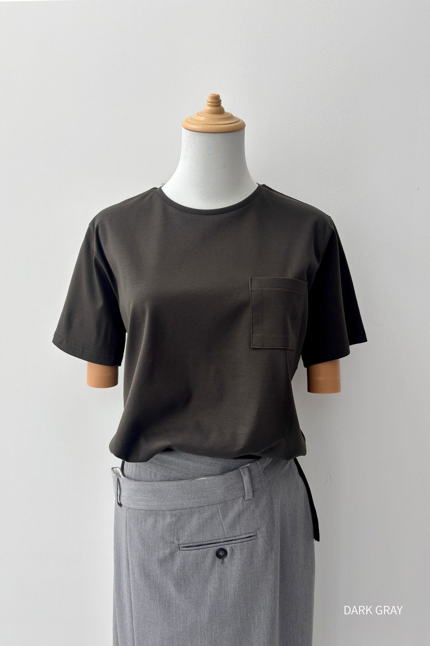 Minimal Pocket Silket T-shirts - BLACK・WHITE・DARK GRAY