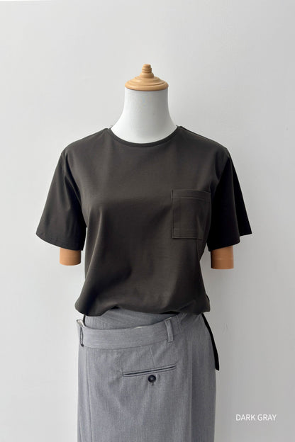 Minimal Pocket Silket T-shirts - BLACK・WHITE・DARK GRAY