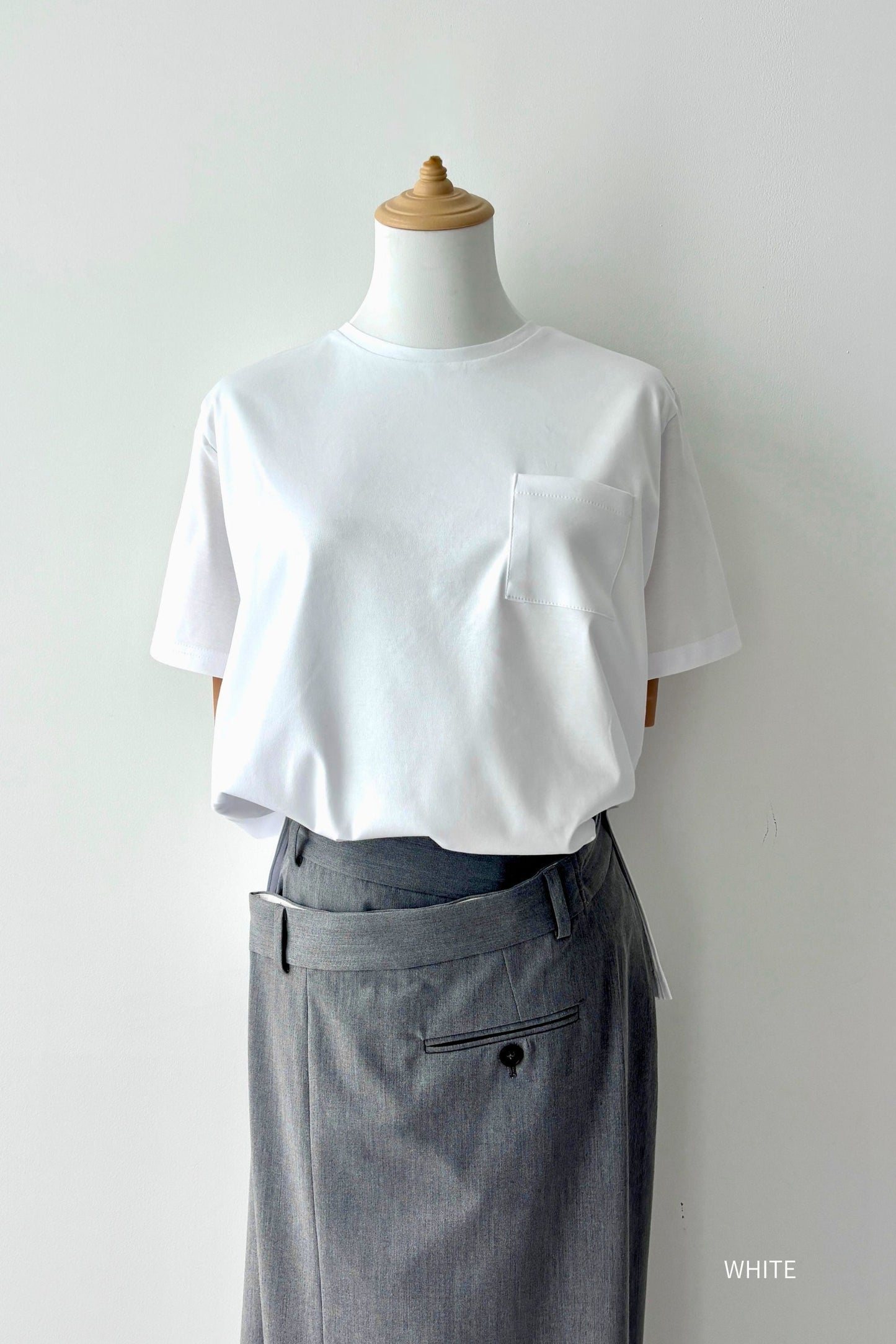 Minimal Pocket Silket T-shirts - BLACK・WHITE・DARK GRAY