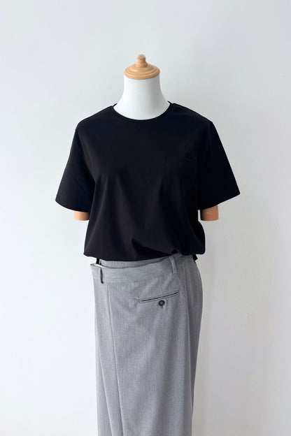 Minimal Pocket Silket T-shirts - BLACK・WHITE・DARK GRAY