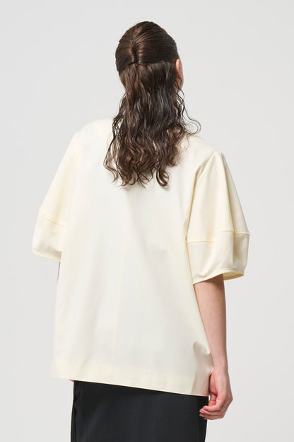 Short Sleeves Cubic Jacket - WHITE