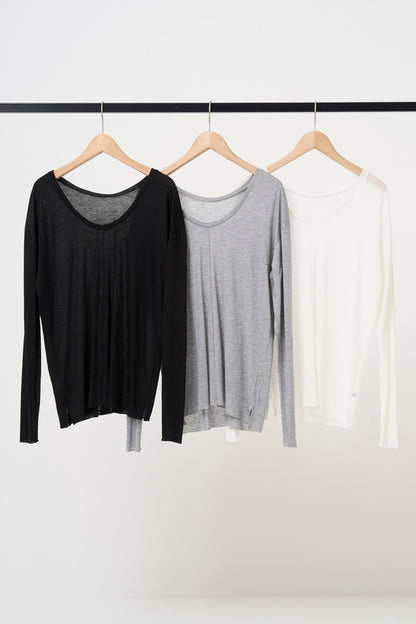 2way Sheer back open T-shirt - GRAY