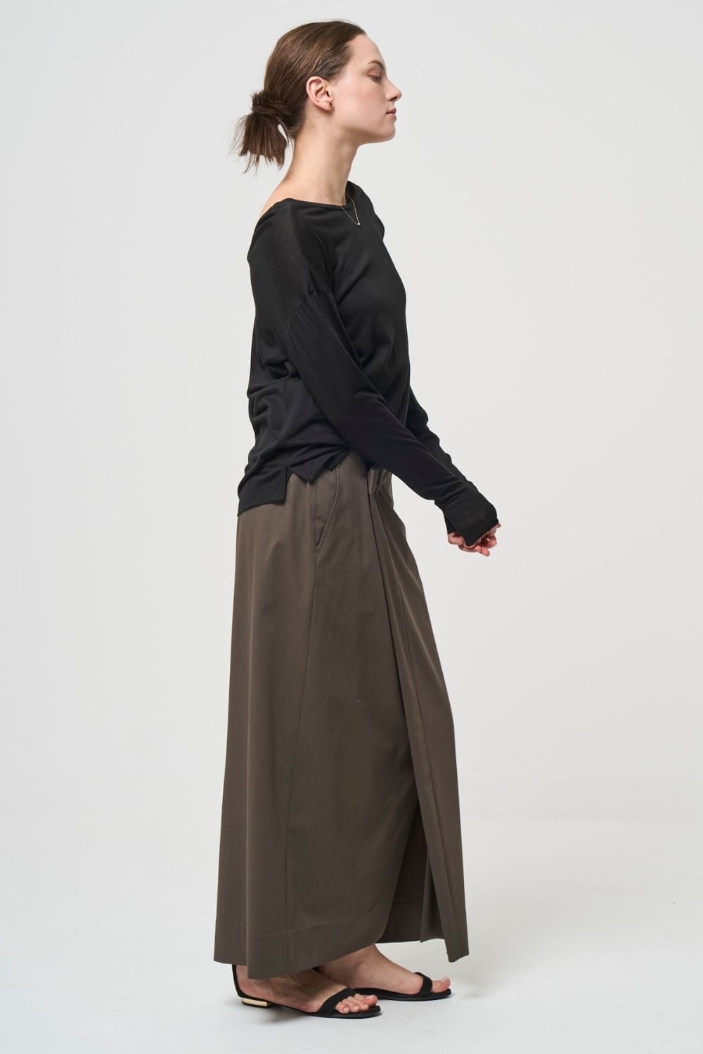 2way Sheer back open T-shirt - BLACK